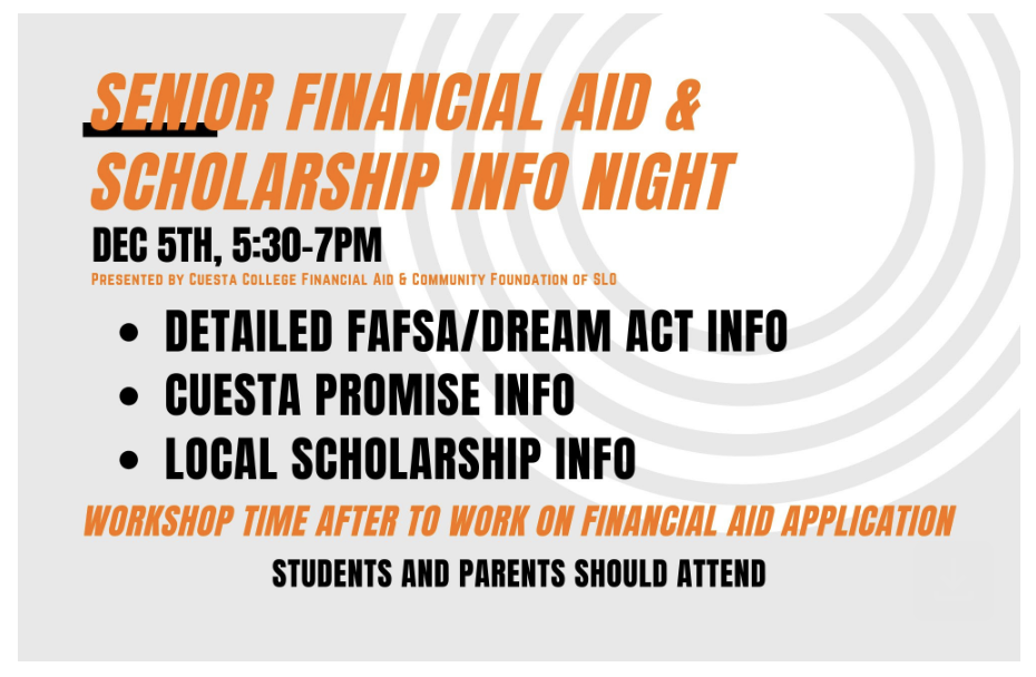 Dec 5th Financial Aid & Scholarship Info Night