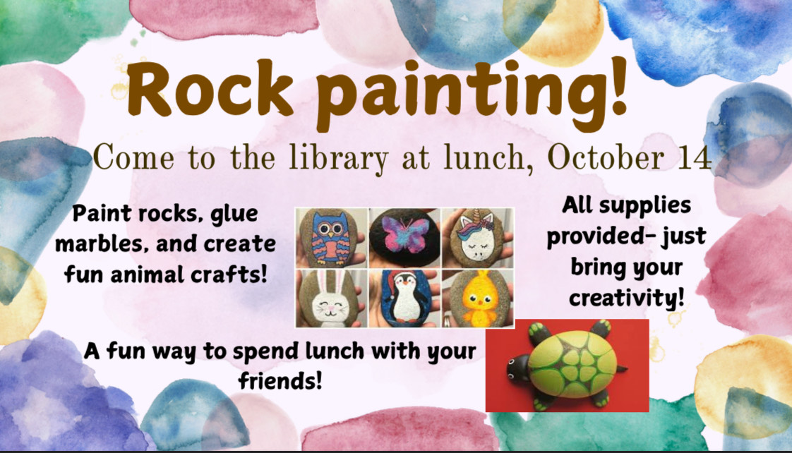 Rock Painting in the Library at Lunch!